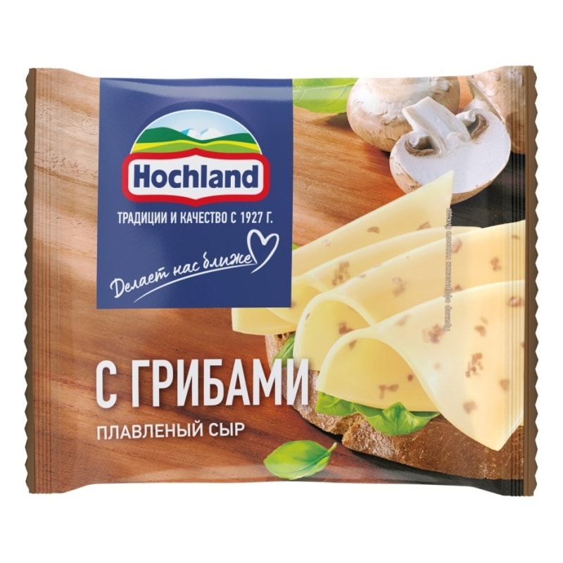 Сыр Hochland плавленый с грибами 45% 150 г.